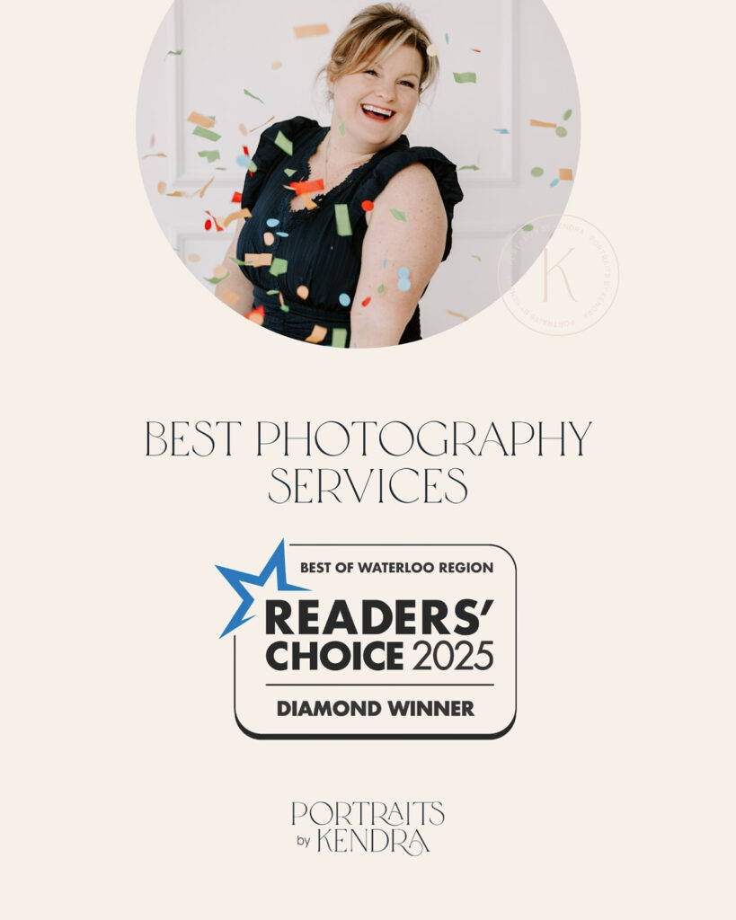 Portraits by Kendra is celebrating being named Waterloo Region Readers’ Choice Diamond Winner for Best Photography Services in 2025.
