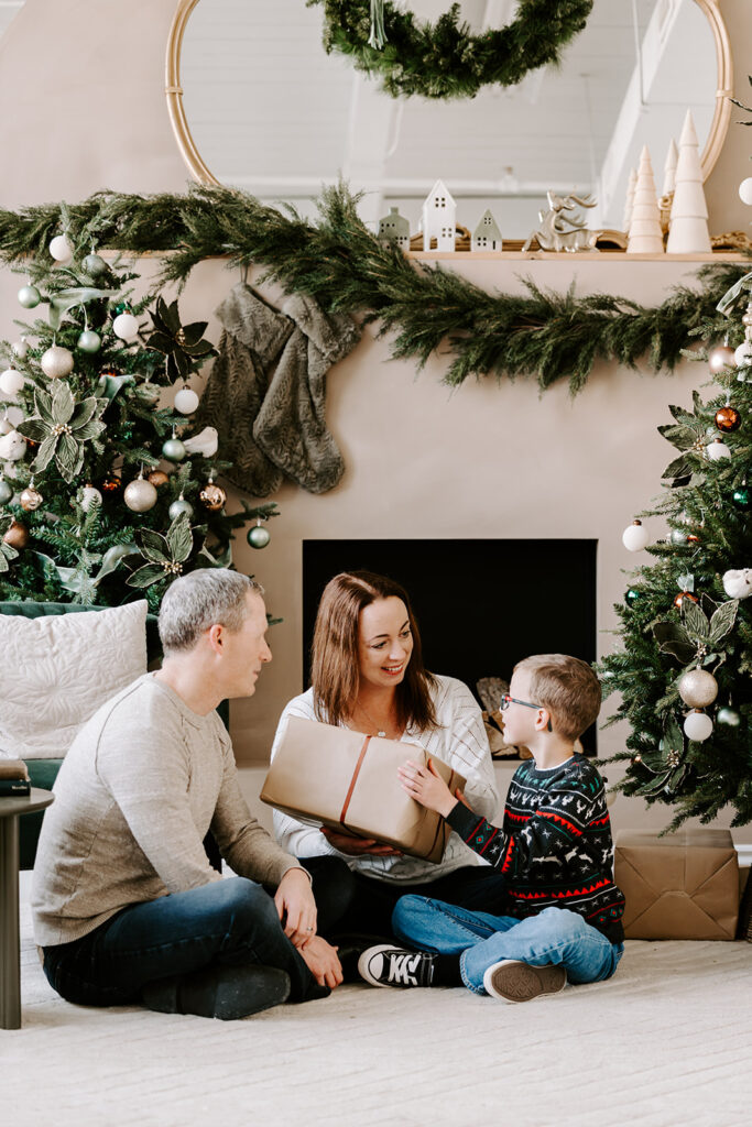 Family holiday photo taken during a studio mini session in Cambridge, Ontario — captured by Portraits by Kendra,Kitchener-Waterloo family photographer.