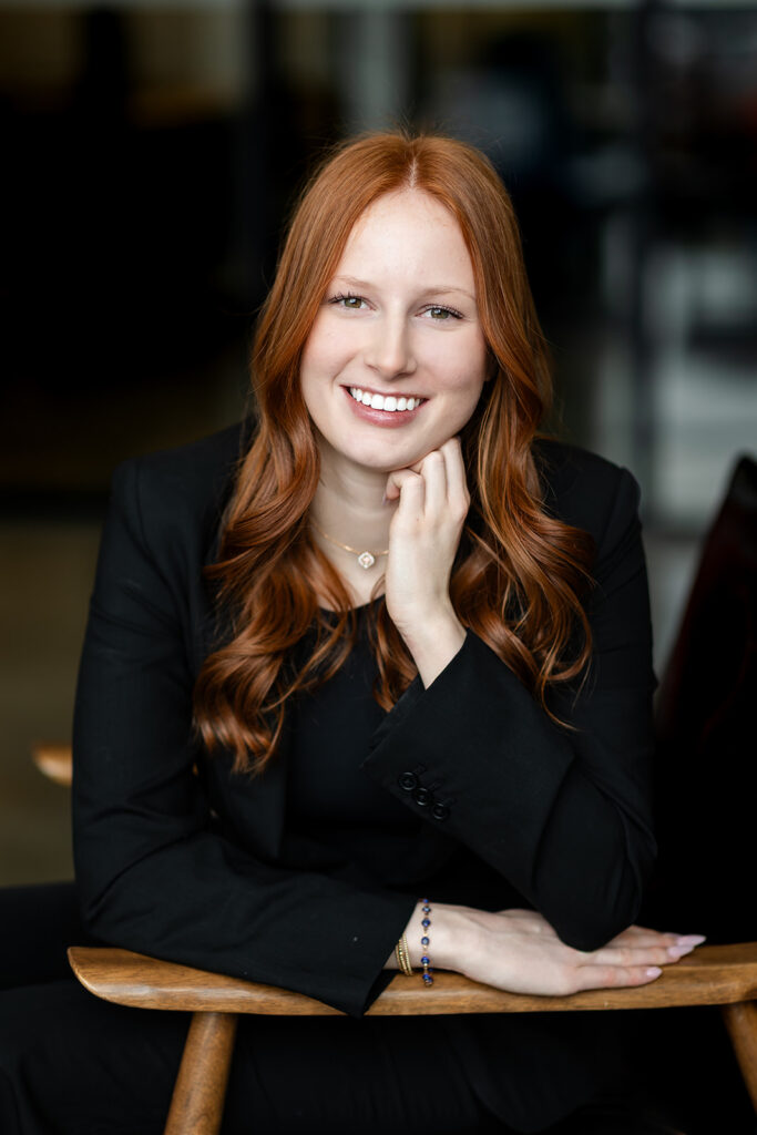 Close-up professional headshot of Isabelle photographed in studio in Kitchener-Waterloo by Portraits by Kendra.