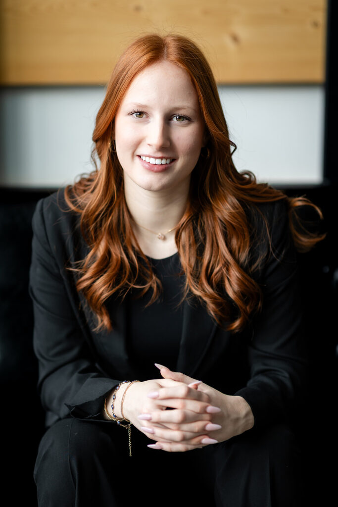Professional headshot portrait of Isabelle taken in studio in Kitchener-Waterloo by Portraits by Kendra.
