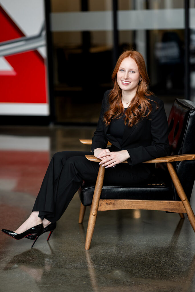 Relaxed studio headshot of Isabelle during a professional session with Portraits by Kendra in Kitchener-Waterloo.