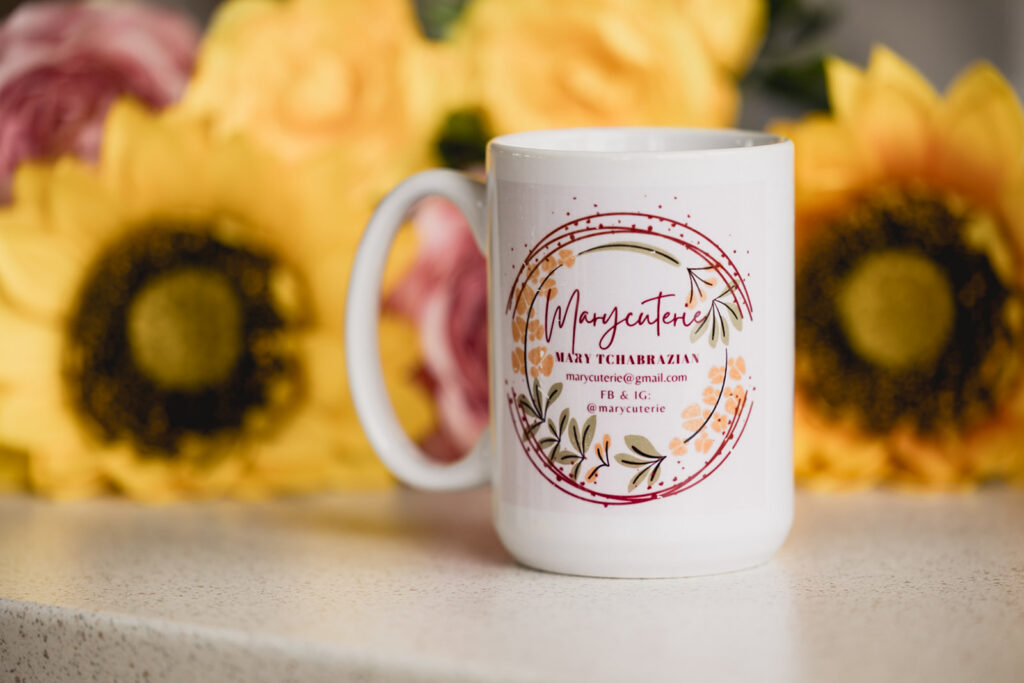 Photo of a Marycuterie coffee mug  during a branding photoshoot by Portraits by Kendra