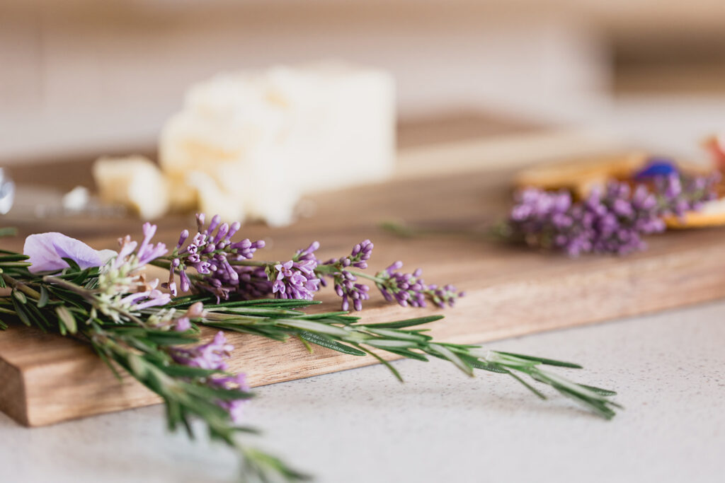 Close-up photo of a lavendar and butter styled by Marycuterie during a branding photoshoot by Portraits by Kendra