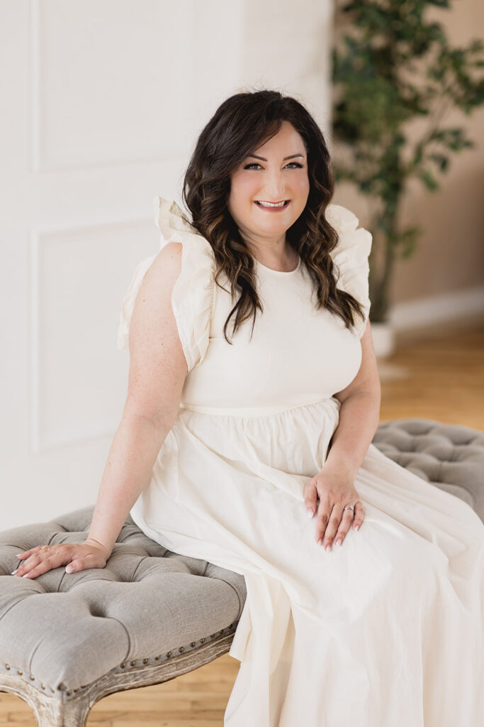 Portrait of Mary Tchabrazian, owner of Marycuterie, taken by Portraits by Kendra during a branding photoshoot in Waterloo Region