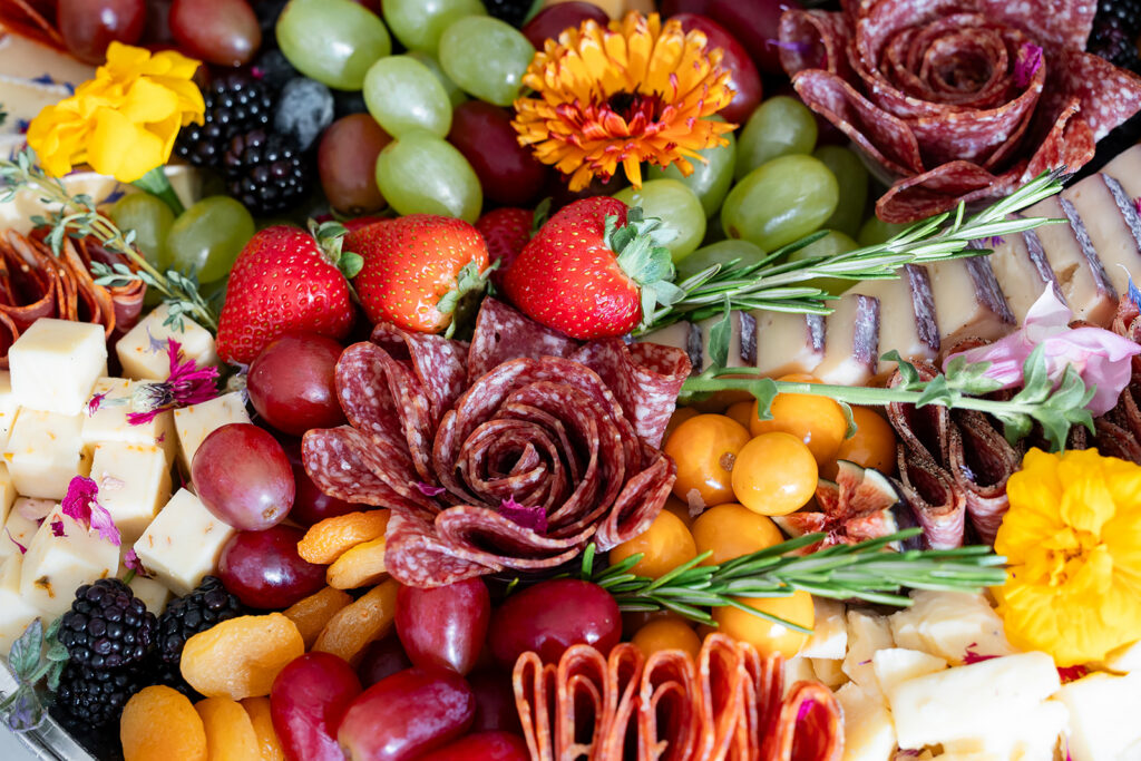 close up of a charcuterie board made by Marycuterie of Waterloo Region and photographed by Portraits by Kendra