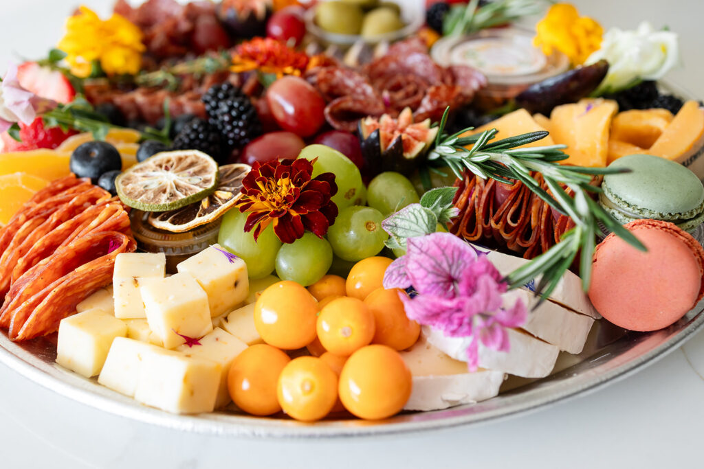 A charcuterie tray created by Marycuterie and photographed by Portraits by Kendra during a branding photoshoot in Kitchener-Waterloo