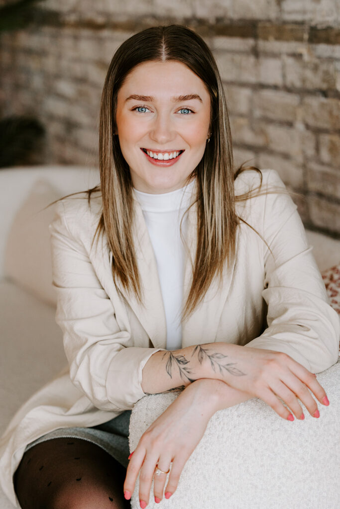 Photo of Isabel Livingston during a branding photoshoot in Kitchener, taken by Portraits by Kendra