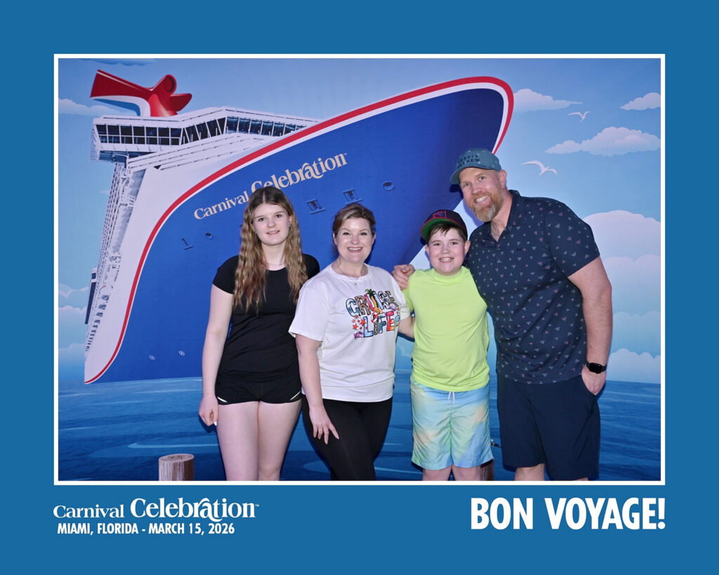 Kendra of Portraits by Kenddra with her family during March break, embarking on a Carnival Cruise vacation