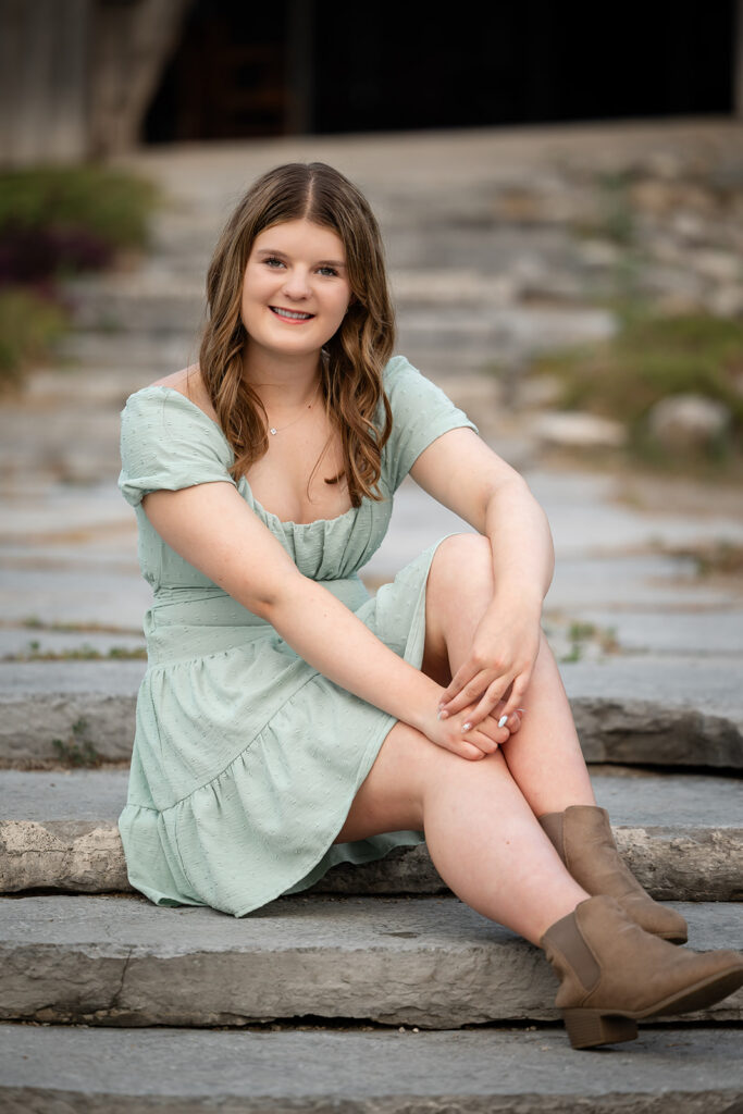 Birthday portrait of teen girl sitting on steps