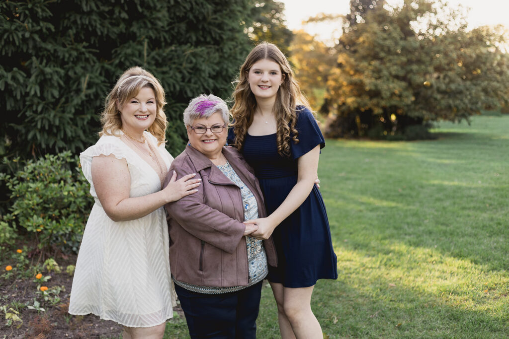 Three generations of women photographed together, natural light family portrait, taken by Kitchener-Waterloo photographer, Portraits by Kendra.